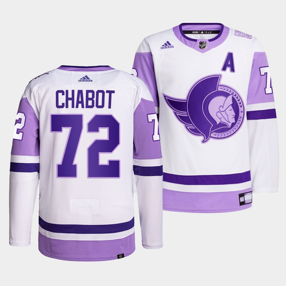 Ottawa Senators Thomas Chabot 2021 HockeyFightsCancer White Jersey Ottawa Senators Thomas Chabot 2021 HockeyFightsCancer White Jersey