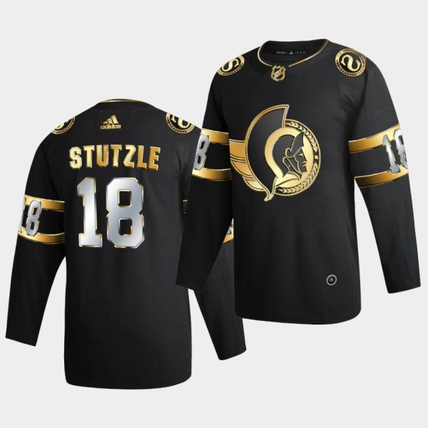 Ottawa Senators Tim Stutzle 2020-21 Golden Edition Limited Black Jersey Ottawa Senators Tim Stutzle 2020-21 Golden Edition Limited Black Jersey