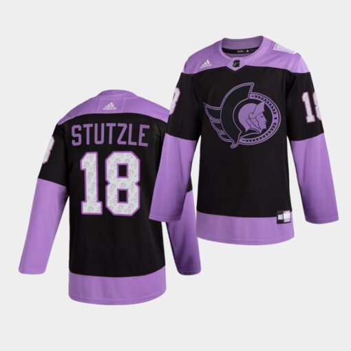 Ottawa Senators Tim Stutzle HockeyFightsCancer Purple Jersey
