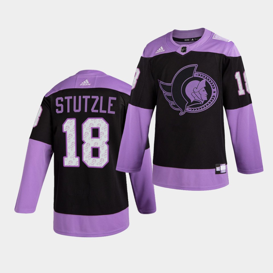 Ottawa Senators Tim Stutzle HockeyFightsCancer Purple Jersey Ottawa Senators Tim Stutzle HockeyFightsCancer Purple Jersey