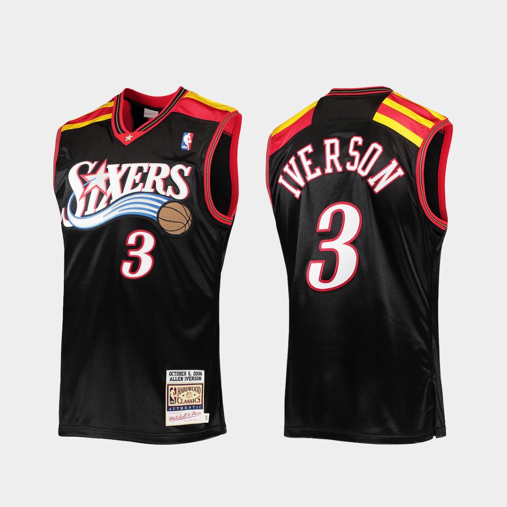 Philadelphia 76ers Allen Iverson Black 2006 Throwback Jersey Philadelphia 76ers Allen Iverson Black 2006 Throwback Jersey