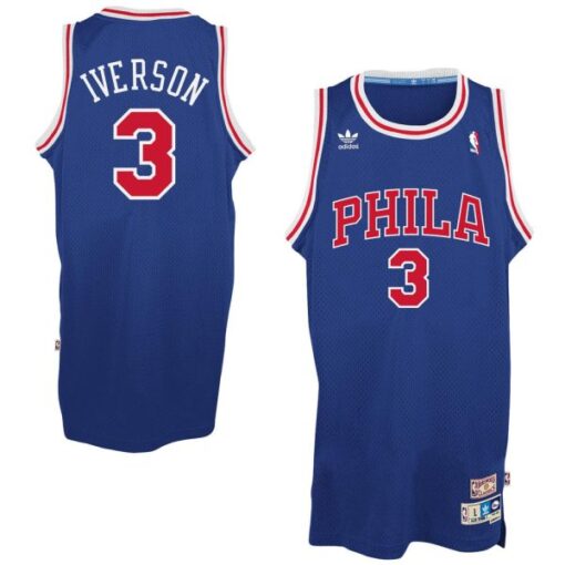 Philadelphia 76ers Allen Iverson Blue Red Throwback Jersey