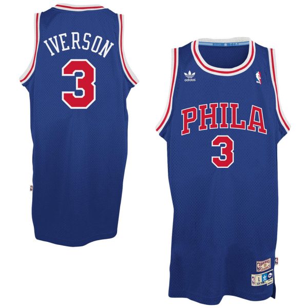 Philadelphia 76ers Allen Iverson Blue Red Throwback Jersey Philadelphia 76ers Allen Iverson Blue Red Throwback Jersey
