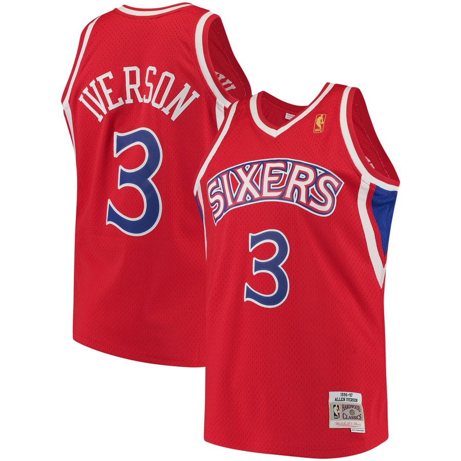 Philadelphia 76ers Allen Iverson Red 1996-97 Throwback Jersey Philadelphia 76ers Allen Iverson Red 1996-97 Throwback Jersey