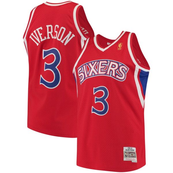 Philadelphia 76ers Allen Iverson Red 1996-97 Throwback Jersey Philadelphia 76ers Allen Iverson Red 1996-97 Throwback Jersey