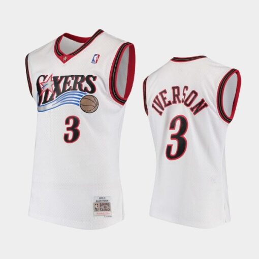 Philadelphia 76ers Allen Iverson White Throwback Jersey