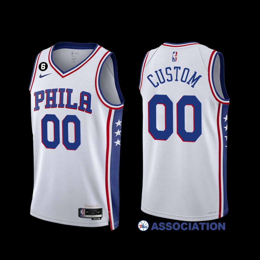 Philadelphia 76ers Custom 2022-23 Association Edition Jersey White Philadelphia 76ers Custom 2022-23 Association Edition Jersey White
