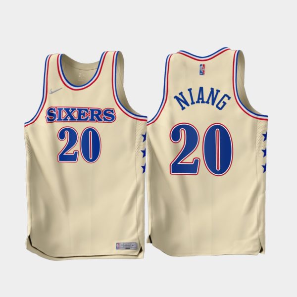 Philadelphia 76ers Georges Niang 2022-23 Cream Earned Edition Jersey Philadelphia 76ers Georges Niang 2022-23 Cream Earned Edition Jersey