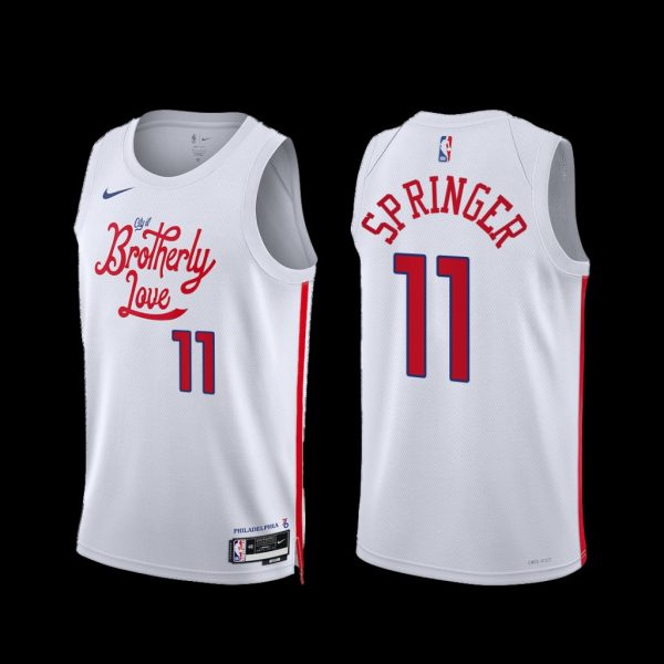 Philadelphia 76ers Jaden Springer 2022-23 City Edition Jersey White Philadelphia 76ers Jaden Springer 2022-23 City Edition Jersey White