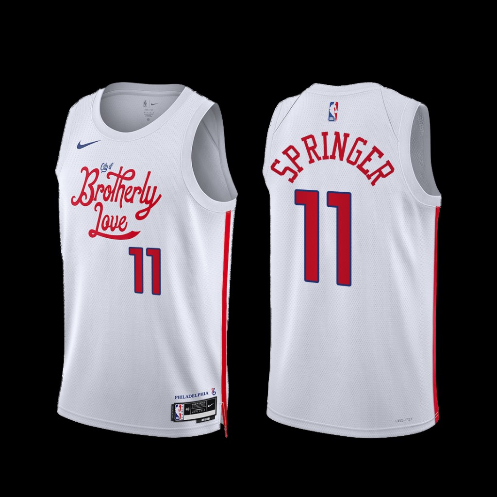 Philadelphia 76ers Jaden Springer 2022-23 City Edition Jersey White Philadelphia 76ers Jaden Springer 2022-23 City Edition Jersey White