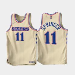 Philadelphia 76ers Jaden Springer 2022-23 Cream Earned Edition Jersey