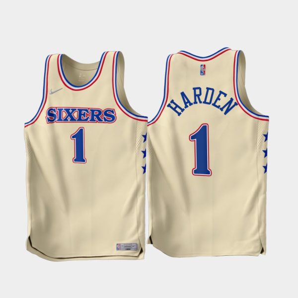 Philadelphia 76ers James Harden 2022-23 Cream Earned Edition Jersey Philadelphia 76ers James Harden 2022-23 Cream Earned Edition Jersey