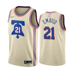 Philadelphia 76ers Joel Embiid 2021 Earned Cream Jersey