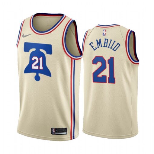 Philadelphia 76ers Joel Embiid 2021 Earned Cream Jersey
