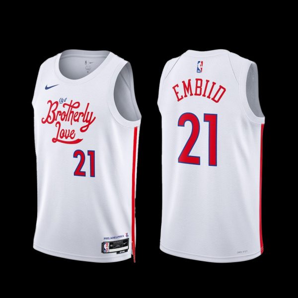 Philadelphia 76ers Joel Embiid 2022-23 City Edition Jersey White Philadelphia 76ers Joel Embiid 2022-23 City Edition Jersey White