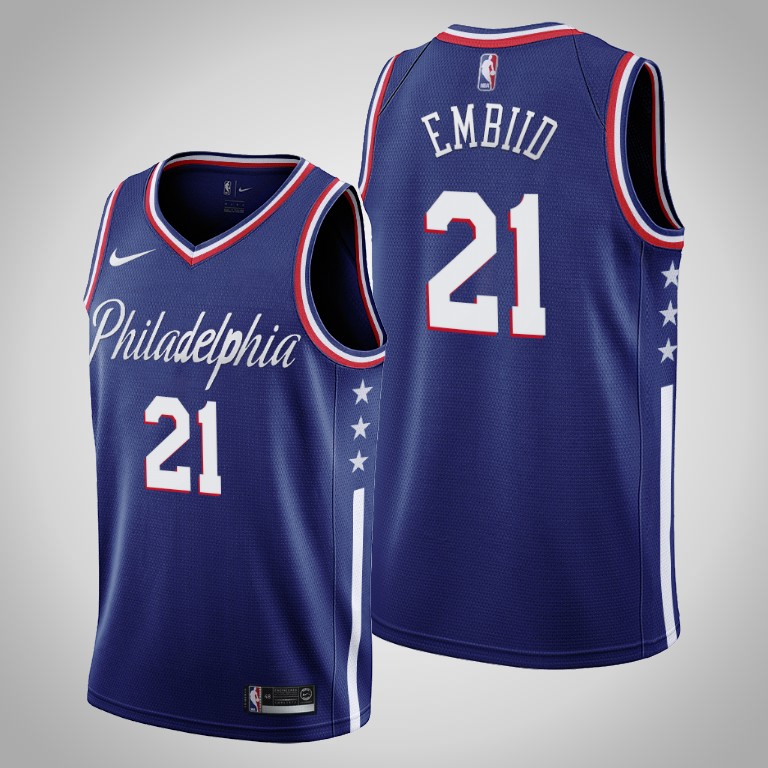 Philadelphia 76ers Joel Embiid Blue City Edition Jersey Philadelphia 76ers Joel Embiid Blue City Edition Jersey
