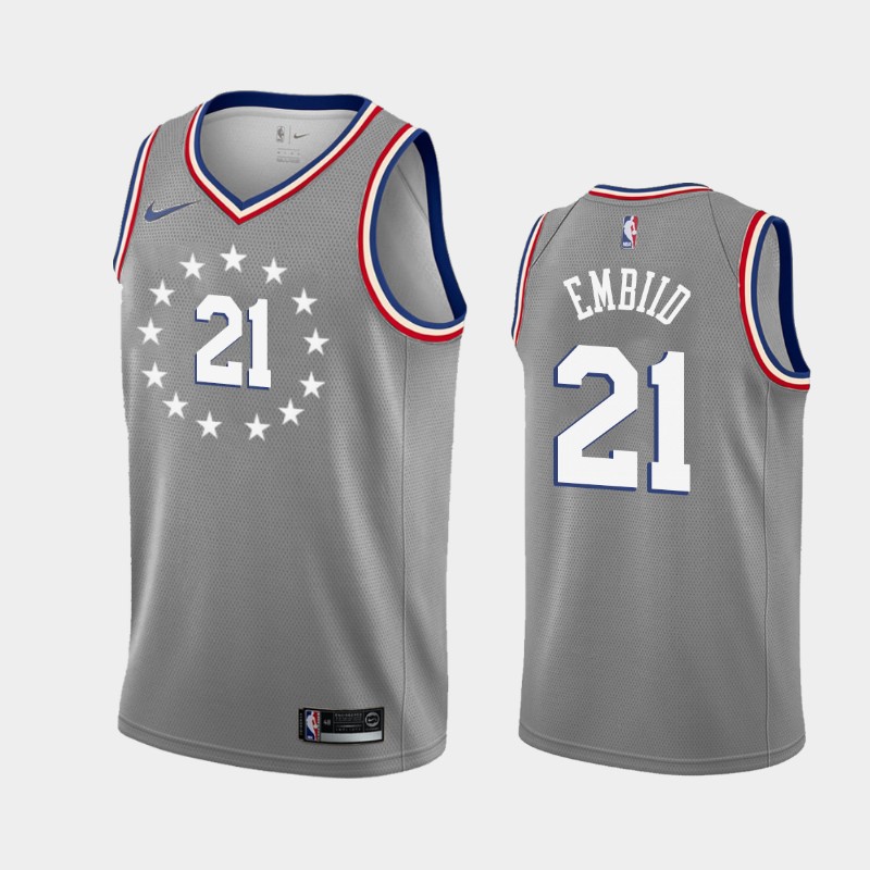 Philadelphia 76ers Joel Embiid City Gray Jersey Philadelphia 76ers Joel Embiid City Gray Jersey