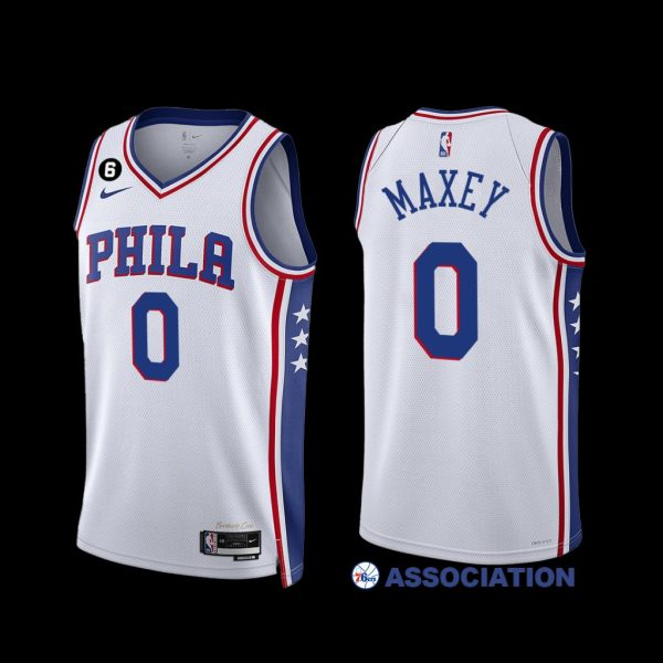 Philadelphia 76ers Tyrese Maxey 2022-23 Association Edition Jersey White Philadelphia 76ers Tyrese Maxey 2022-23 Association Edition Jersey White