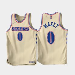Philadelphia 76ers Tyrese Maxey 2022-23 Cream Earned Edition Jersey