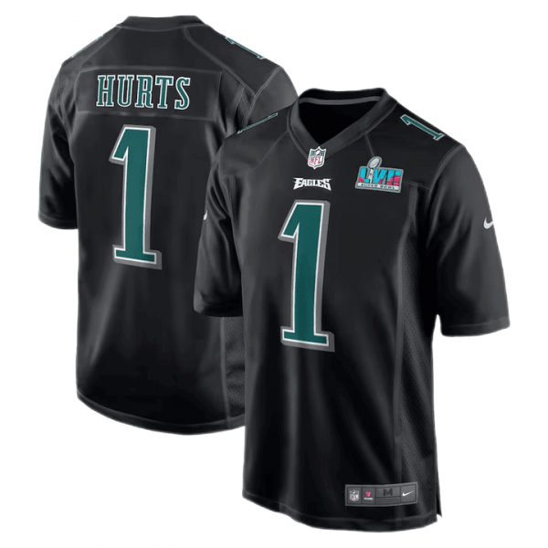 Philadelphia Eagles Jalen Hurts Super Bowl LVII Black Fashion Jersey Philadelphia Eagles Jalen Hurts Super Bowl LVII Black Fashion Jersey