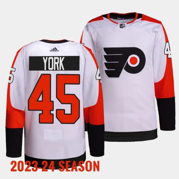 Philadelphia Flyers Cameron York 2023 2024 Away White Jersey Philadelphia Flyers Cameron York 2023 2024 Away White Jersey