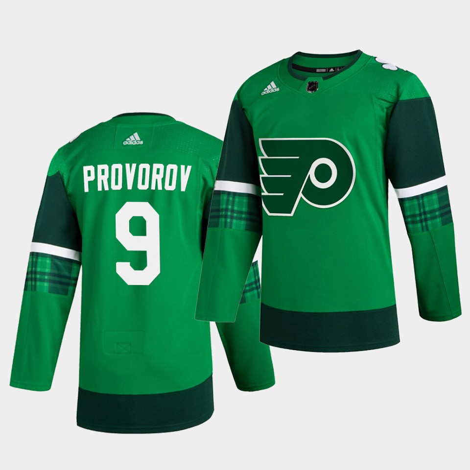 Philadelphia Flyers Ivan Provorov St. Patrick's Day Green Player Jersey Philadelphia Flyers Ivan Provorov St. Patrick's Day Green Player Jersey