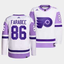 Philadelphia Flyers Joel Farabee HockeyFightsCancer White Jersey
