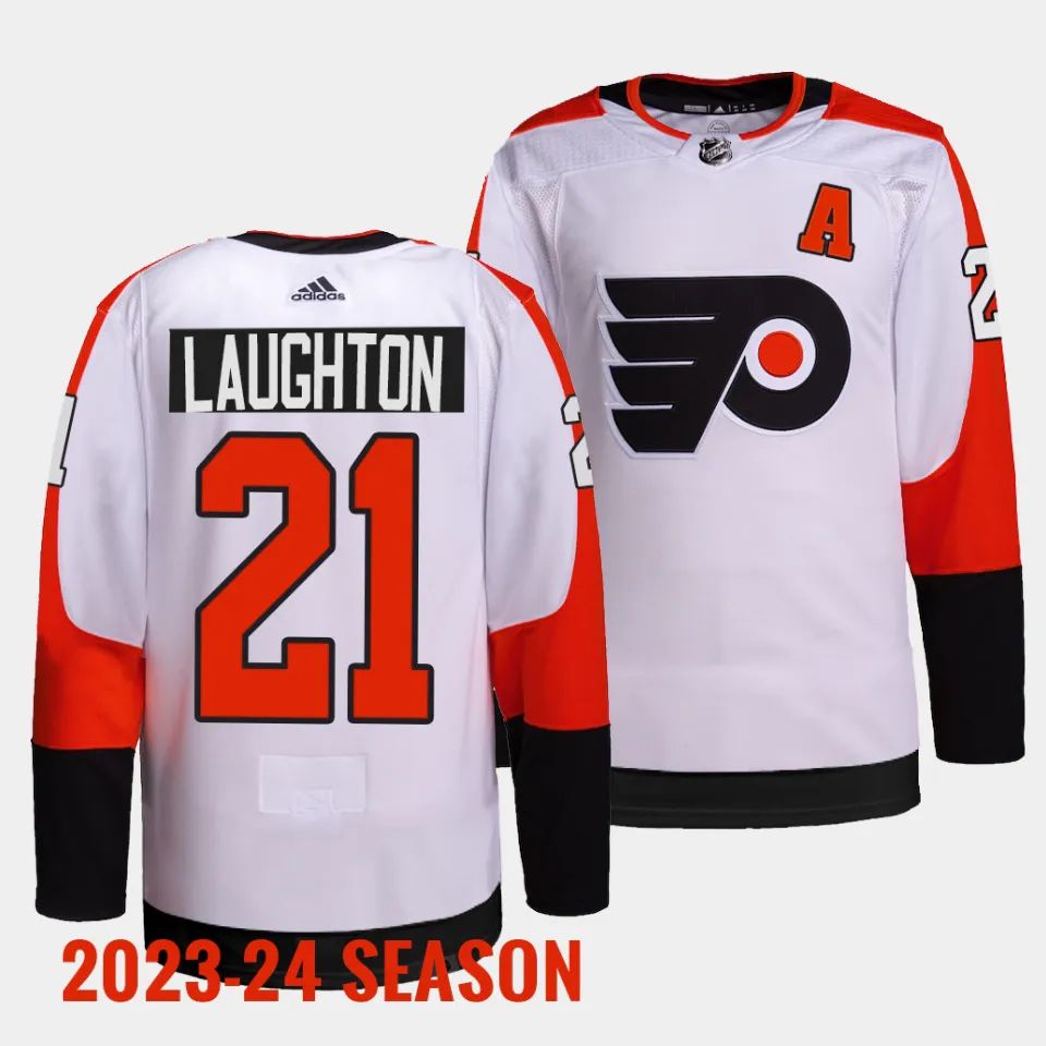 Philadelphia Flyers Scott Laughton 2023 2024 Away White Jersey Philadelphia Flyers Scott Laughton 2023 2024 Away White Jersey