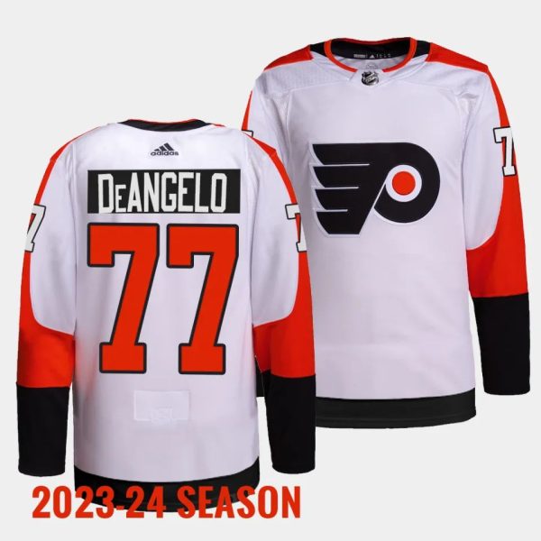 Philadelphia Flyers Tony DeAngelo 2023 2024 Away White Jersey Philadelphia Flyers Tony DeAngelo 2023 2024 Away White Jersey
