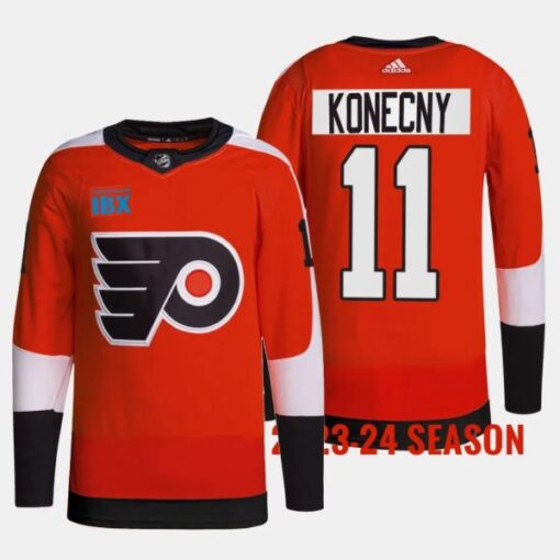 Philadelphia Flyers Travis Konecny 2023 2024 Home Burnt Orange Jersey