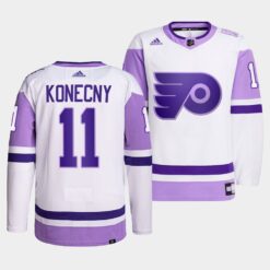 Philadelphia Flyers Travis Konecny HockeyFightsCancer White Jersey