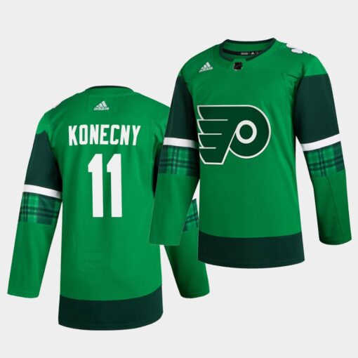 Philadelphia Flyers Travis Konecny St. Patrick’s Day Green Player Jersey