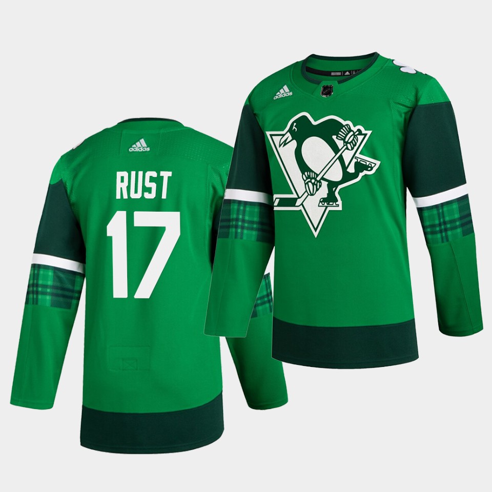 Pittsburgh Penguins Bryan Rust St. Patrick's Day Green Player Jersey Pittsburgh Penguins Bryan Rust St. Patrick's Day Green Player Jersey