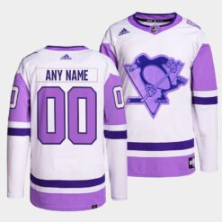 Pittsburgh Penguins Custom Hockey Fights Cancer White Purple Jersey