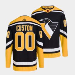 Pittsburgh Penguins Custom Reverse Black Jersey