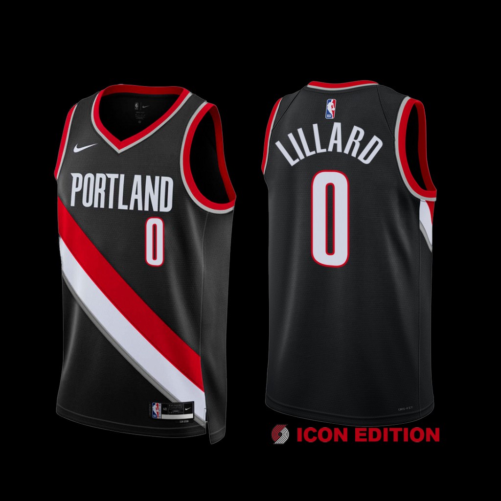 Portland Trail Blazers Damian Lillard 2022-23 Black Icon Edition Jersey Portland Trail Blazers Damian Lillard 2022-23 Black Icon Edition Jersey