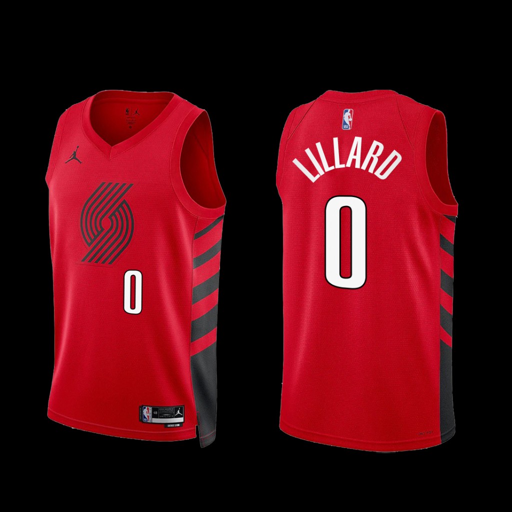Portland Trail Blazers Damian Lillard 2022-23 Statement Edition Jersey Red Portland Trail Blazers Damian Lillard 2022-23 Statement Edition Jersey Red