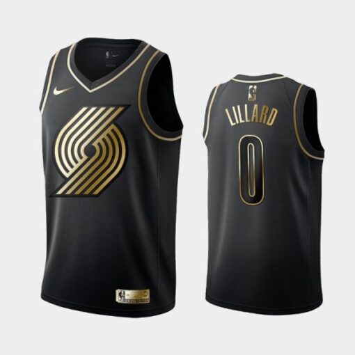 Portland Trail Blazers Damian Lillard Black Golden Jersey