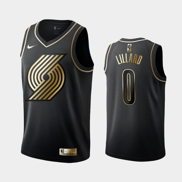 Portland Trail Blazers Damian Lillard Black Golden Jersey Portland Trail Blazers Damian Lillard Black Golden Jersey