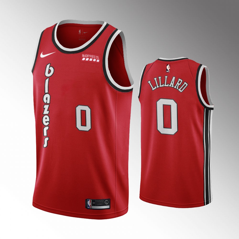 Portland Trail Blazers Damian Lillard Red Retro 50th Anniversary Jersey Portland Trail Blazers Damian Lillard Red Retro 50th Anniversary Jersey