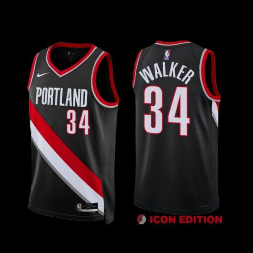 Portland Trail Blazers Jabari Walker 2022-23 Black Icon Edition Jersey