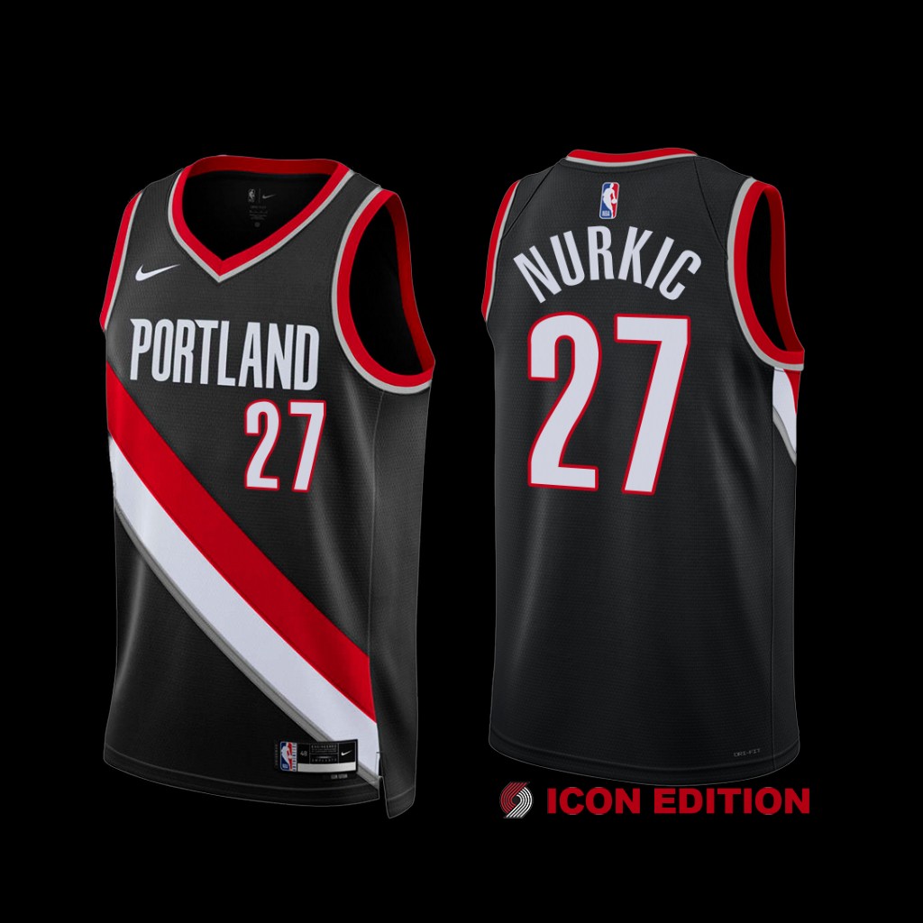 Portland Trail Blazers Jusuf Nurkic 2022-23 Black Icon Edition Jersey Portland Trail Blazers Jusuf Nurkic 2022-23 Black Icon Edition Jersey
