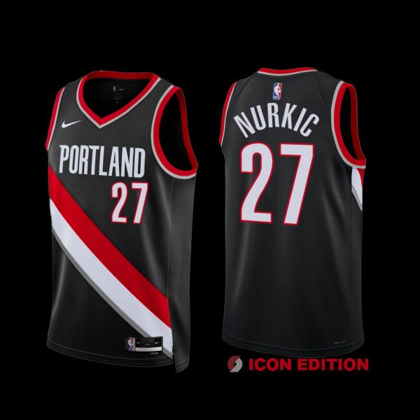 Portland Trail Blazers Jusuf Nurkic 2022-23 Black Icon Edition Jersey Portland Trail Blazers Jusuf Nurkic 2022-23 Black Icon Edition Jersey