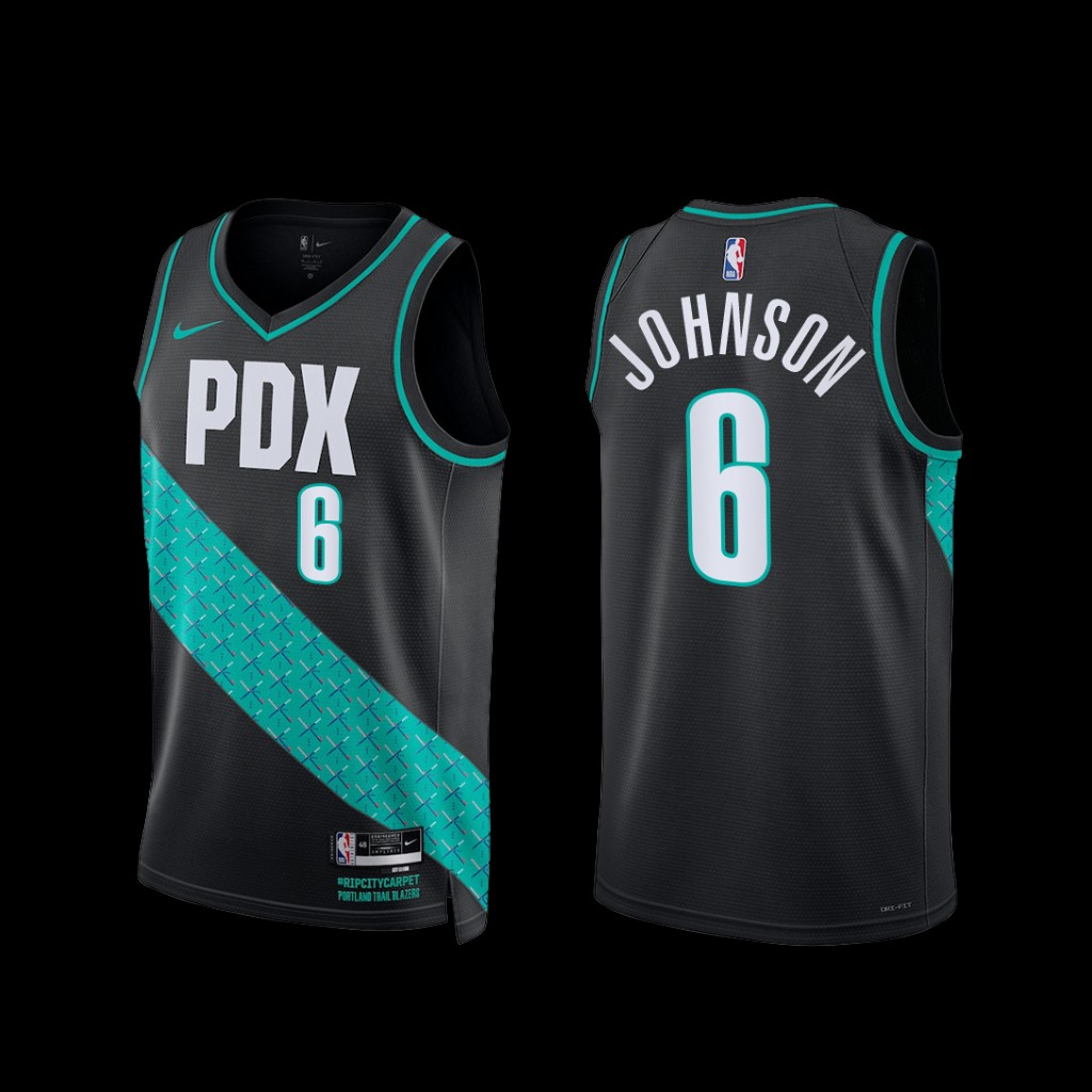Portland Trail Blazers Keon Johnson 2022-23 City Edition Jersey Black Portland Trail Blazers Keon Johnson 2022-23 City Edition Jersey Black