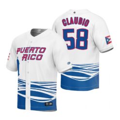 Puerto Rico Alex Claudio White 2023 World Baseball Classic Jersey