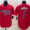 Puerto Rico Carlos Correa Red Gold 2023 World Baseball Classic Jersey