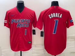 Puerto Rico Carlos Correa Red Blue 2023 World Baseball Classic Jersey