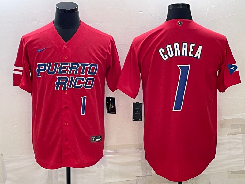 Puerto Rico Carlos Correa Red Blue 2023 World Baseball Classic Jersey Puerto Rico Carlos Correa Red Blue 2023 World Baseball Classic Jersey
