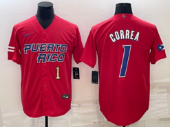 Puerto Rico Carlos Correa Red Gold 2023 World Baseball Classic Jersey