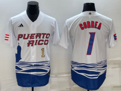Puerto Rico Carlos Correa White Gold 2023 World Baseball Classic Jersey